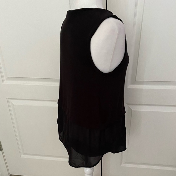 Michael Michael Kors Black Sleeveless Blouse Medium | MK Logo Hem, Semi-Sheer De - Picture 7 of 10